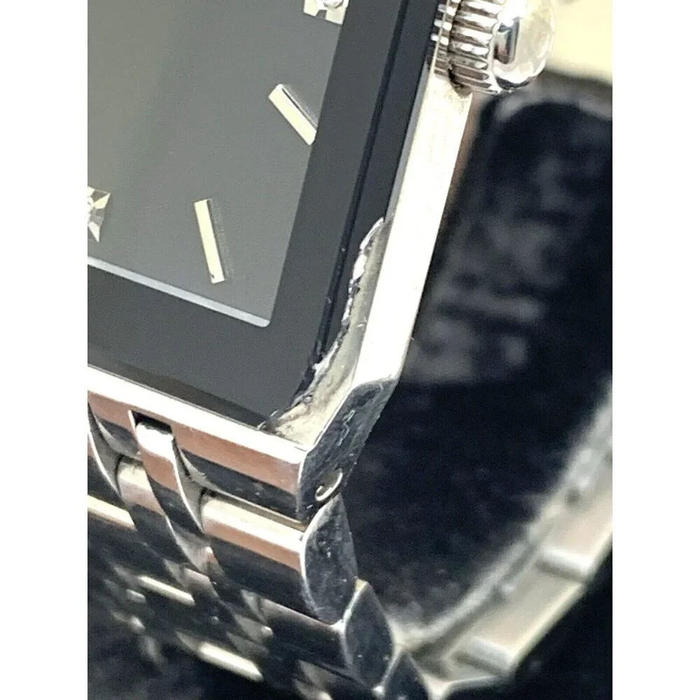 Bulova Men's Watch 96D145 Diamond Black Dial Silver Stainless Steel Quartz CHIP